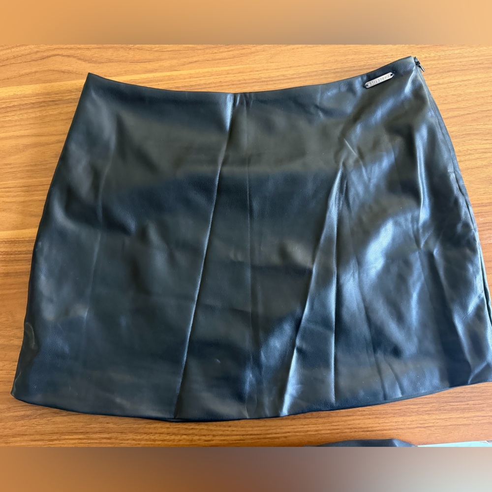 Fabletics Black Faux Leather Mini Skirt